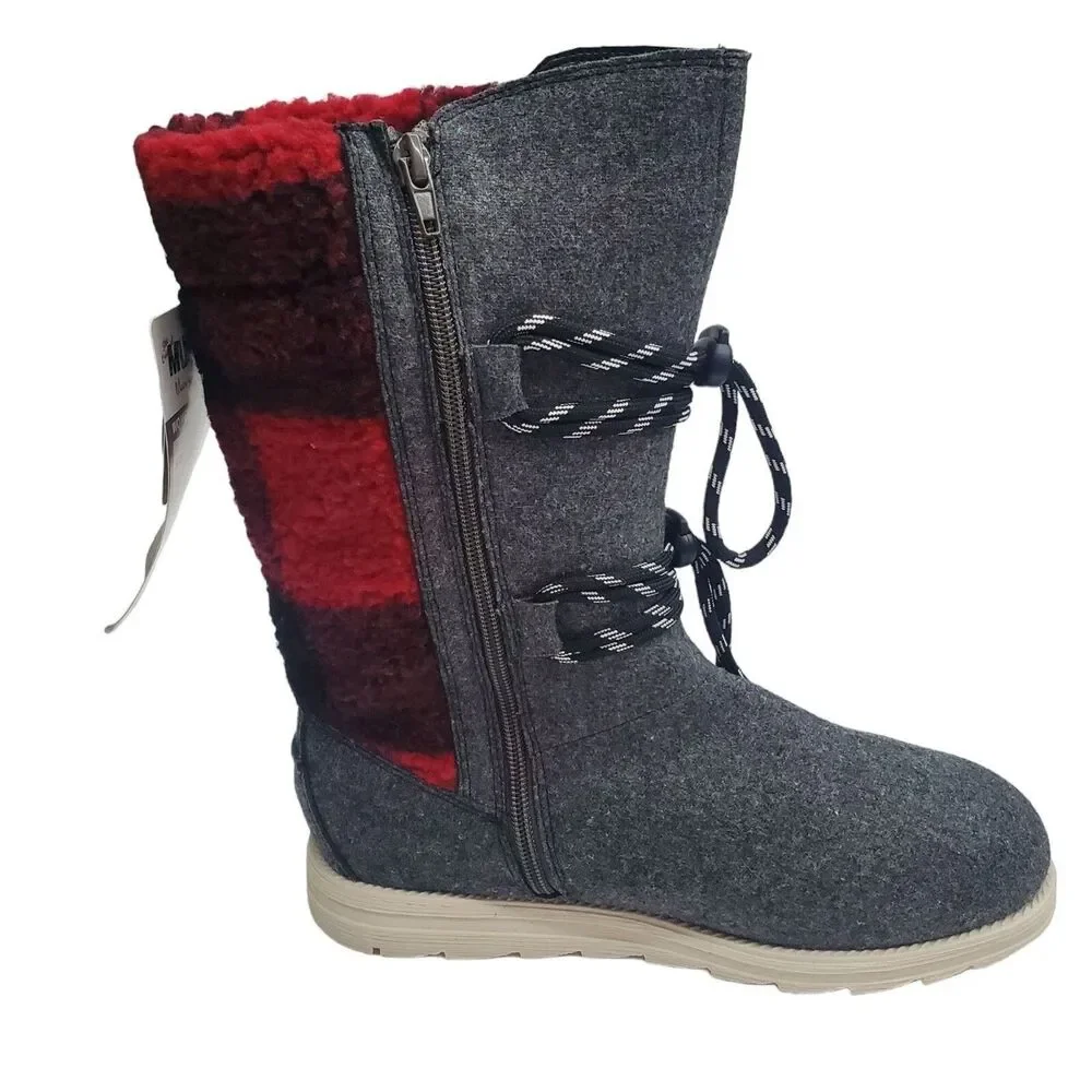 Muk Luks Dinah Boots Womens 8 Buffalo Plaid Water Resistant Cabin Core Gorpcore